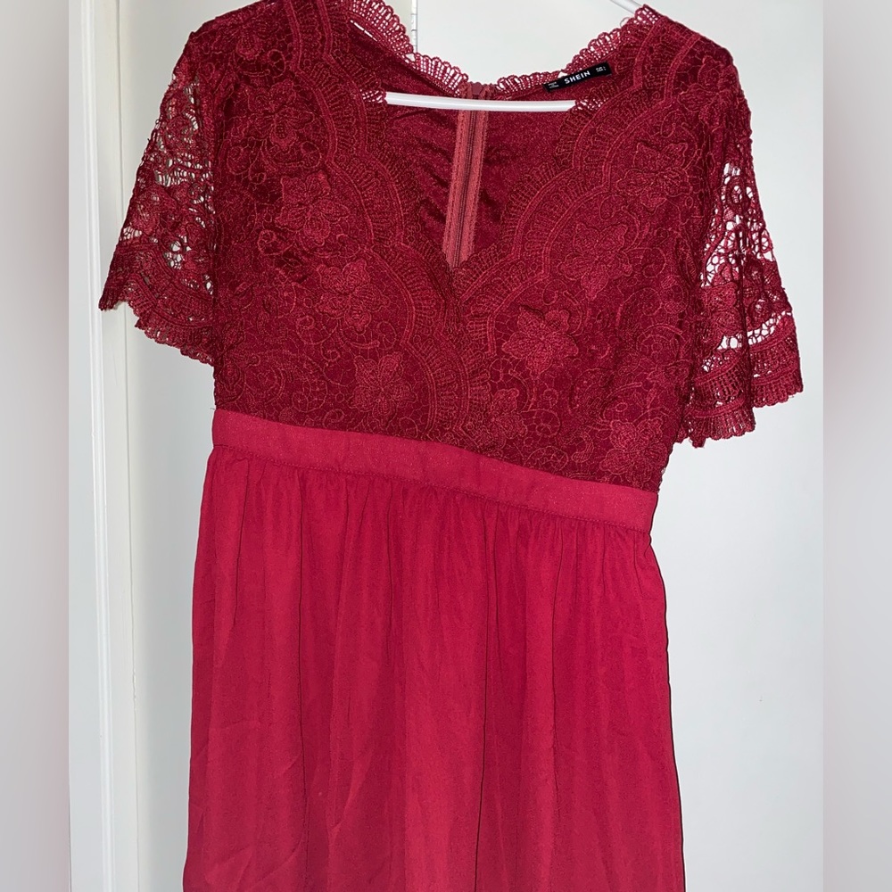 Burgundy lace top dress